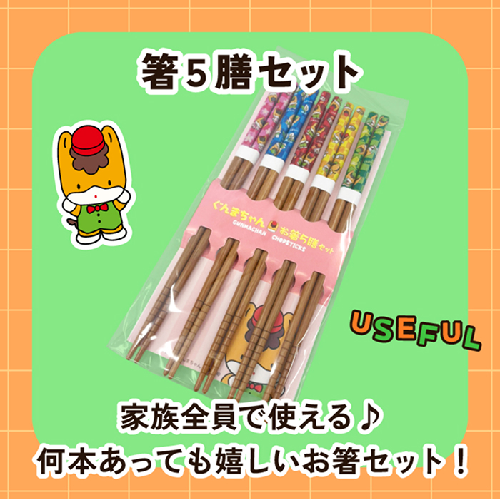 B賞は箸5膳セット!家族でお揃いでも使える。5色のお箸セットです。